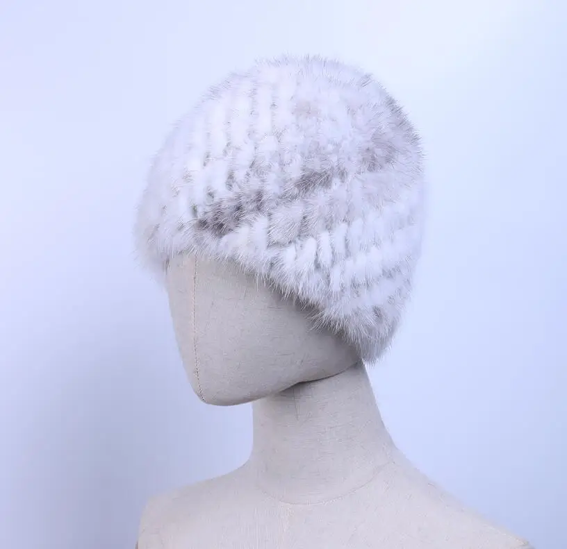 cross mink YC Fur шапки из натурального меха норки женские вязаные шапки из натурального меха норки шапки для женщин эластичные шапки из натурального меха женские шапки - Цвет: cross mink