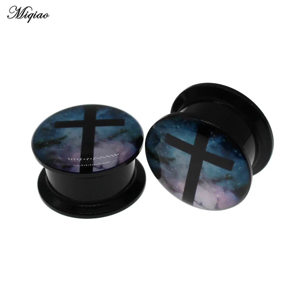 

Miqiao 2pcs Fashion Cross Double Horn Ear Expander Acrylic Ear Expander 6mm-25mm Exquisite Body Piercing Jewelry