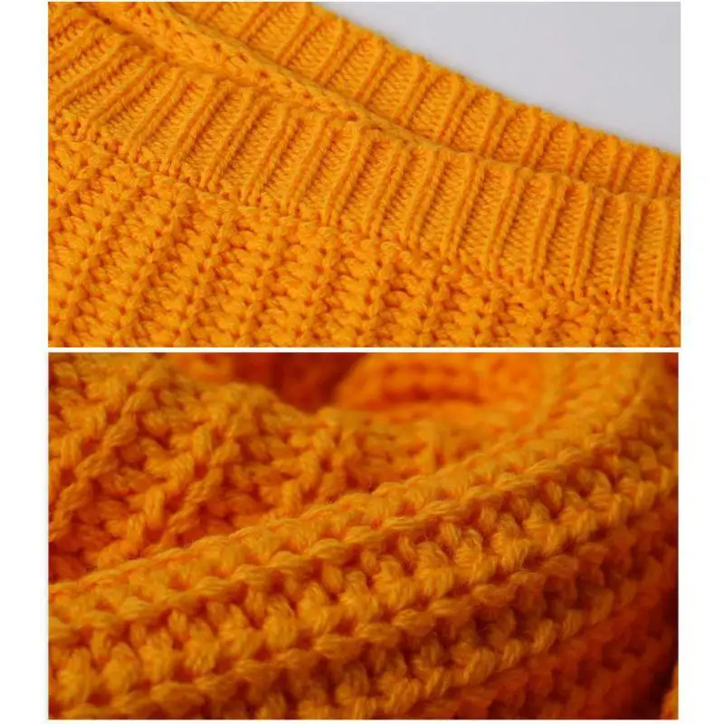 

Lusumily Autumn And Winter New Solid Color Popular Loose Women's Sweater Pullover Casual Trumpet Sleeve Warm Round Neck Top