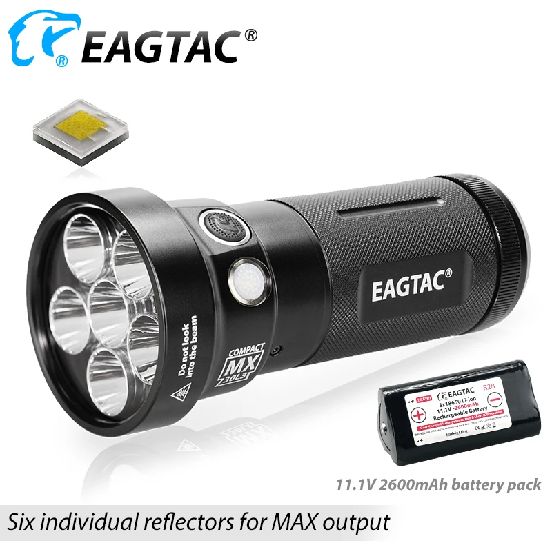 EAGTAC MX30L3-CR Base Ultra Compact 6000 LED 6 * XPL 219C 4000K перезаряжаемый светодиодный фонарик 3*18650