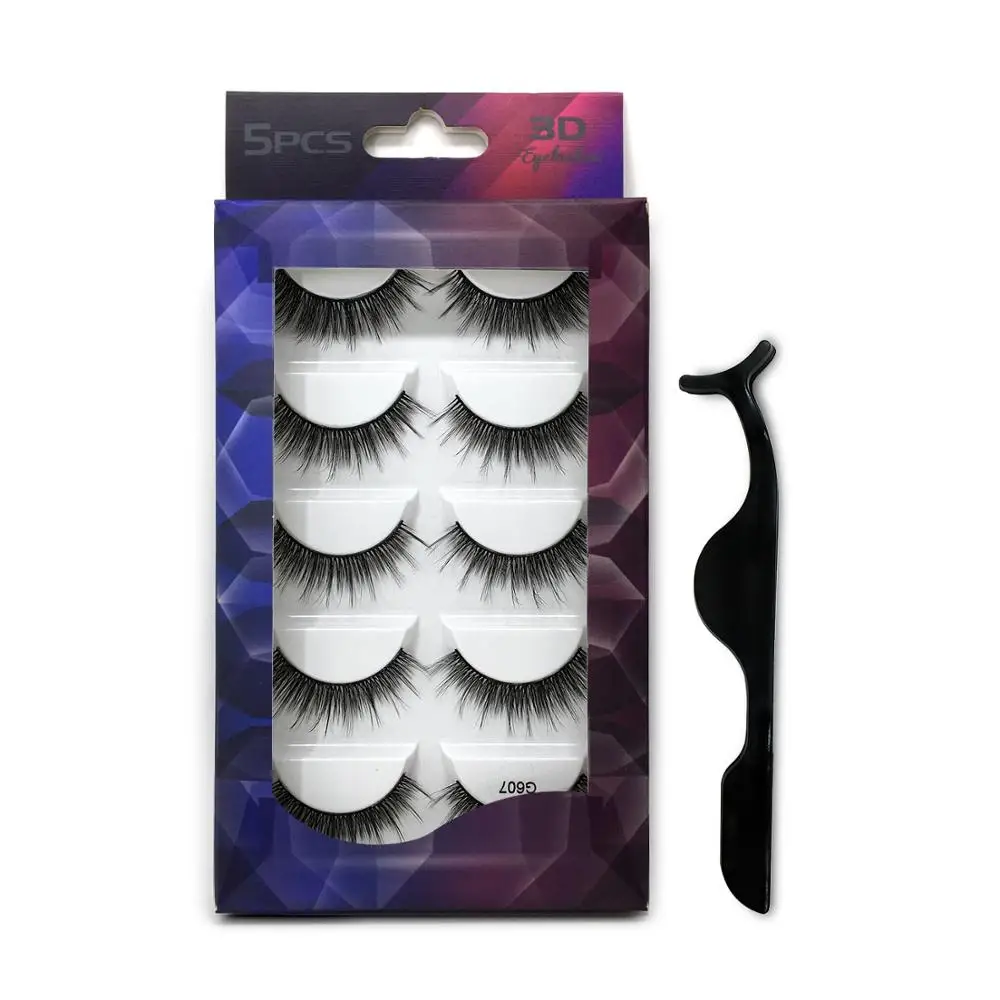 

Новинка, 5 пар, 3D норковые Мягкие Накладные ресницы с 1 пинцетом, толстые длинные натуральные ресницы для макияжа, инструменты для наращивани...