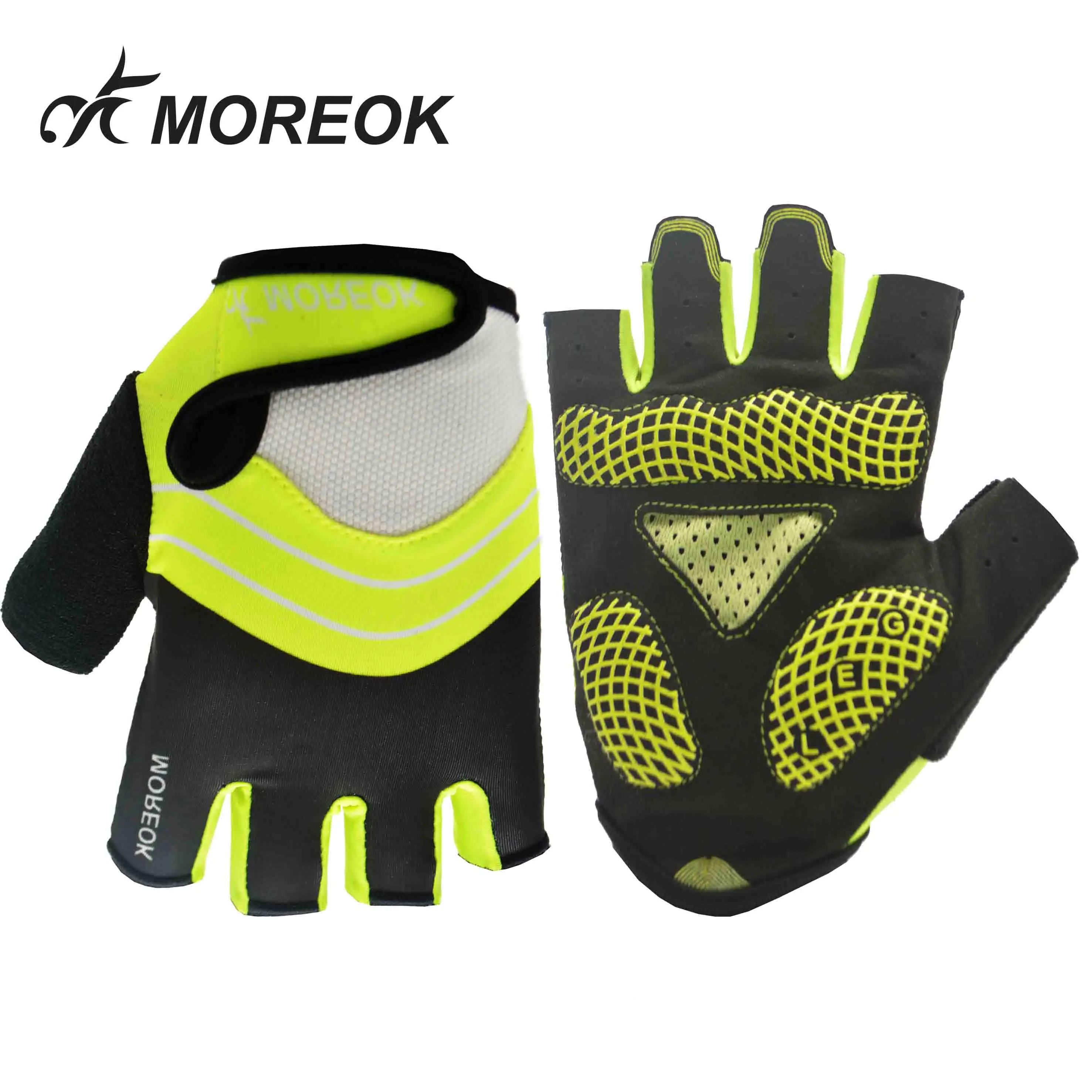 yellow MOREOK уличные перчатки для шоссейного велосипеда, велосипедные перчатки с полупальцами 5 мм, противоударные SBR мужские и женские спортивные перчатки для велоспорта - Цвет: yellow