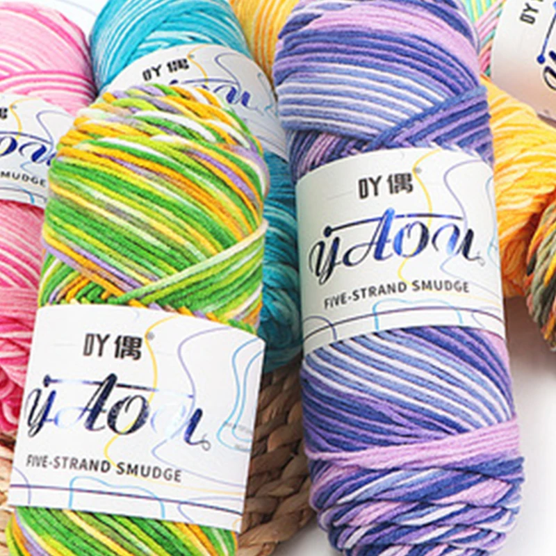 100 г/Группа Пять нитей молочной хлопчатобумажной пряжи сегментная окрашенная