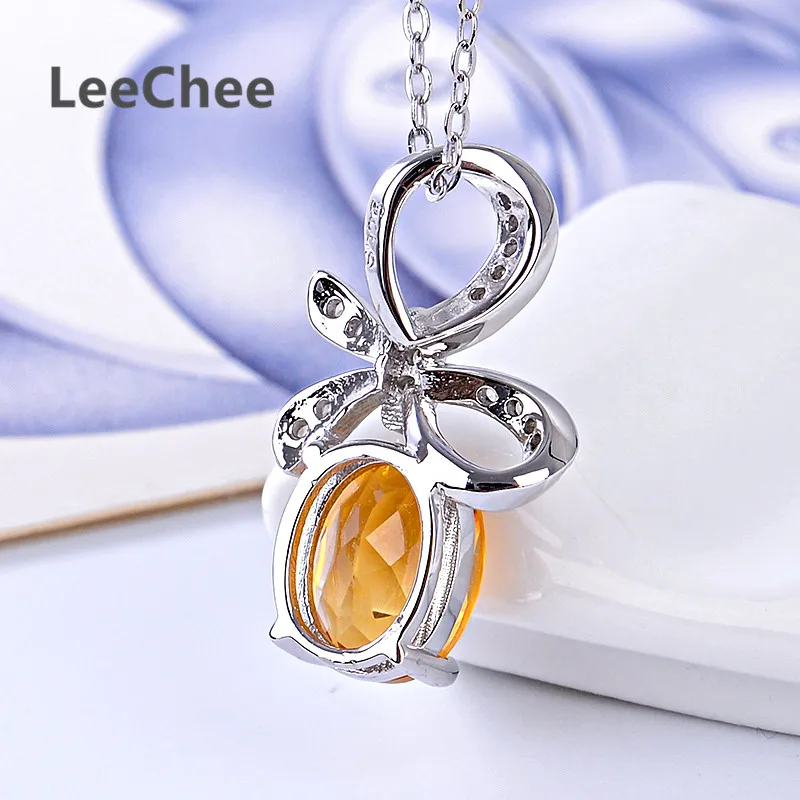 Женская подвеска из 100% натурального цитрина LeeChee ожерелье серебра 925 пробы с