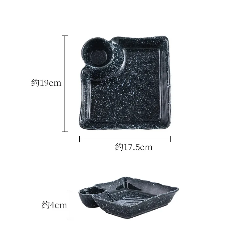 

Commercial Japanese-style divided sushi dish with dip sauce grid cold dish snack dish retro jiaozi snack dish sashimi grid