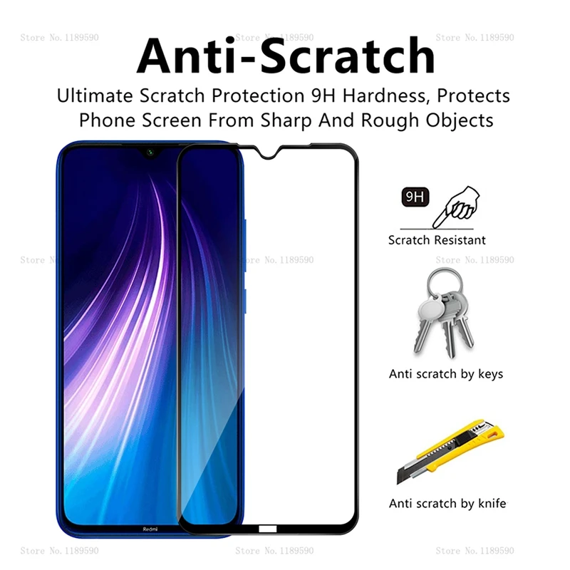 Защитное стекло для Xiaomi Redmi 8 8A Note Pro 8T твердая пленка закаленное | Мобильные