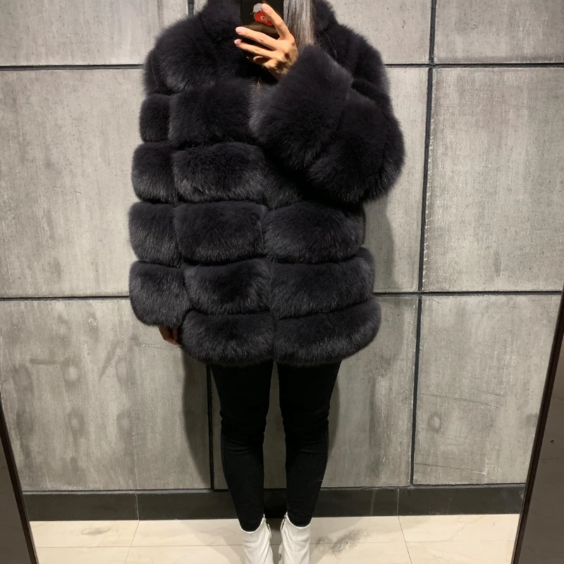 

natural real long ladies sleeve women fox fur coat