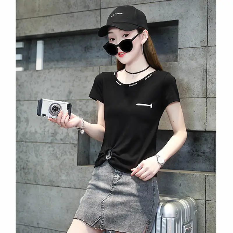 

Black Cotton Short Sleeve T-Shirt New Design in summer 2021