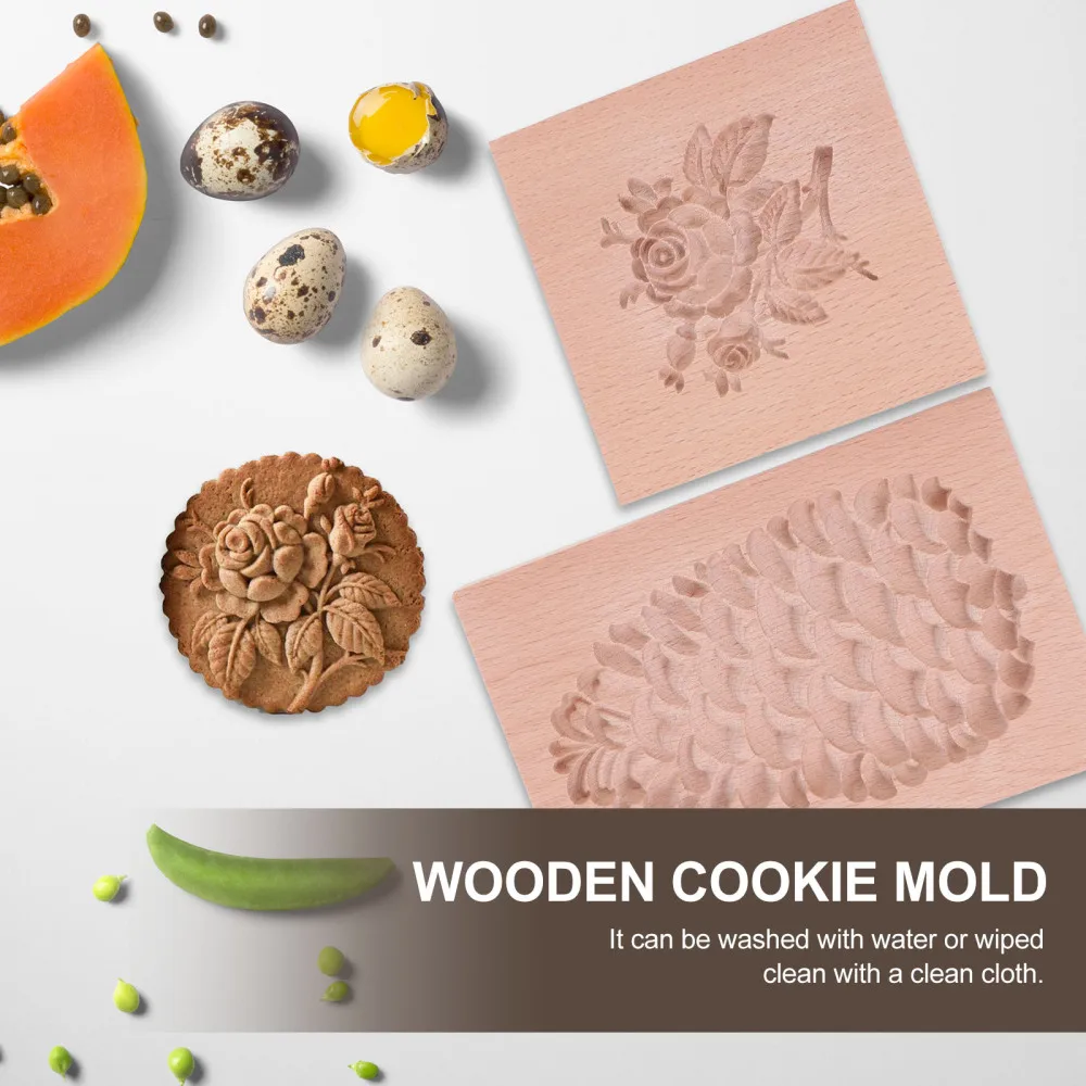 

2 Pcs Creative Wooden Cookie Baking Molds Unique Shaped Cookie Molds (Log Color)