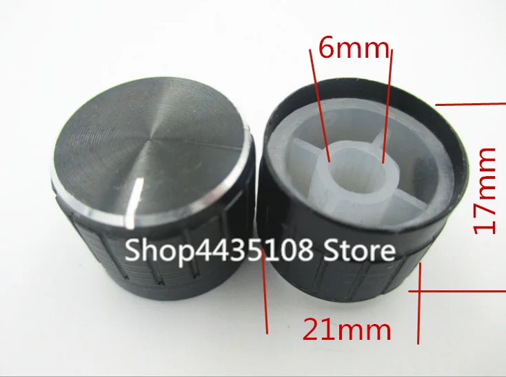 200pcs / lot knob aluminum alloy black workmanship tangent shaft hole 21* 17MM flower amount potentiometer knob cover
