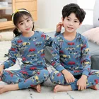 Пижамный комплект для девочек и мальчиков, детская одежда, костюмы, футболка + штаны, одежда для сна, Хлопковая пижама с героями мультфильмов, Детская Пижама, одежда для сна