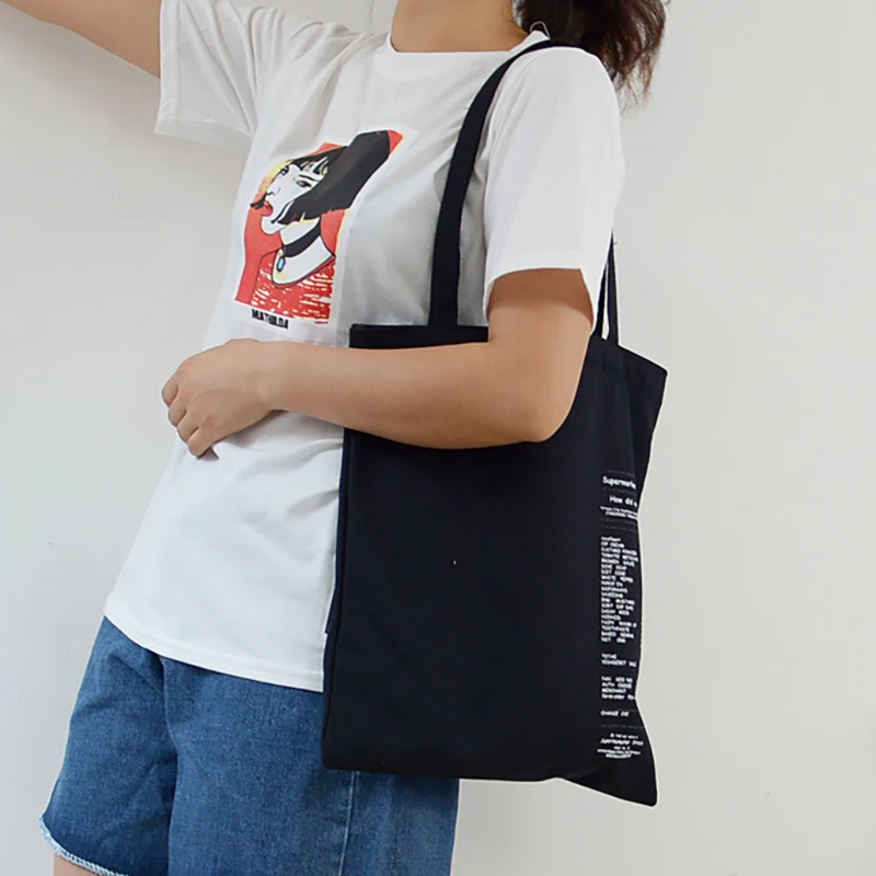 Женская сумка через плечо 2020 холщовая Хлопковая с буквенным принтом складные