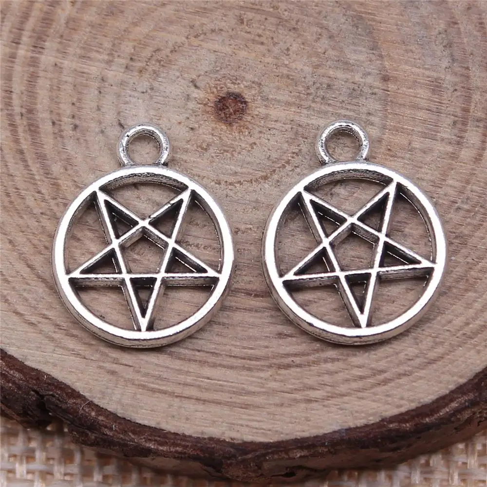 

20Pcs 13x13mm Antique Silver Color Round Five-Pointed Star Charms For DIY Bracelet Necklace Jewelry Making