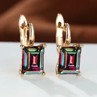 fashion earrings 925 silver jewelry with zircon gemstone rectangle shape drop earrings accessories for women wedding party gift