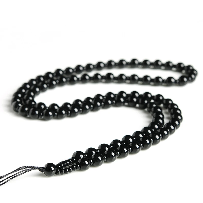 Оригинальное черное ожерелье из стеклянных бусин Висячие веревки модные