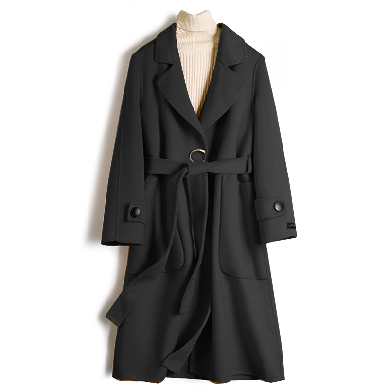 

JCHB 2021 new period the 100% Wool C word hidden-interlocking double-sided cashmere coat female long with high-end red cloth co