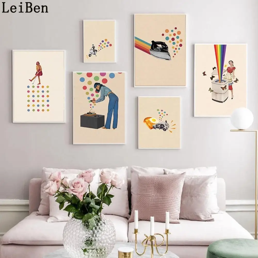 Винтажный минималистичный иллюстрационный постер с записью Картина на холсте