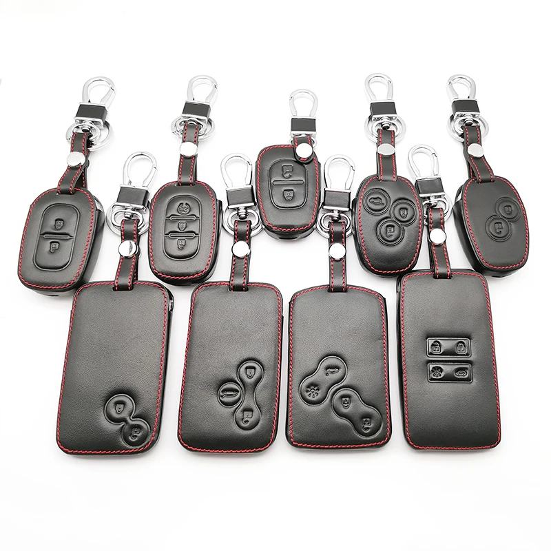 Высокое качество 100% кожаный чехол для ключей автомобиля Renault Megane Clio Logan Kadjar 1 2 3 Scenic