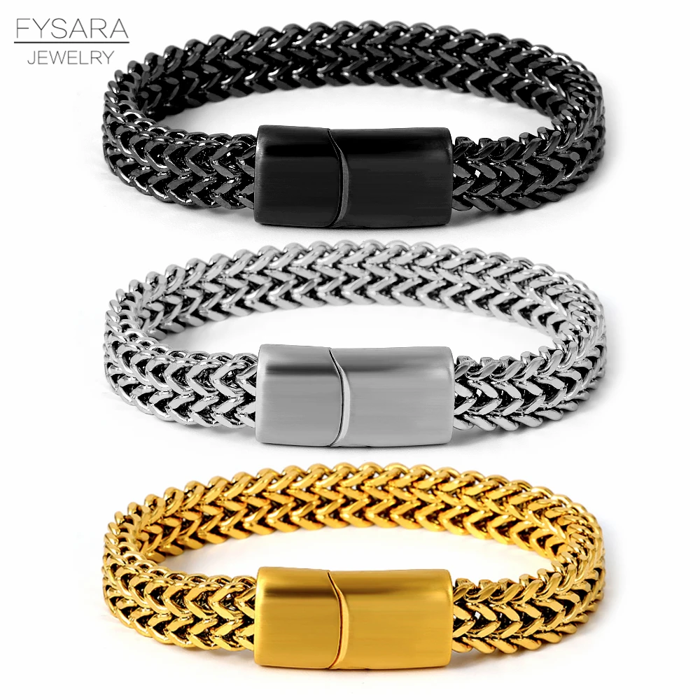 Браслеты FYSARA мужские из нержавеющей стали тяжелые плетеные цепи в стиле панк
