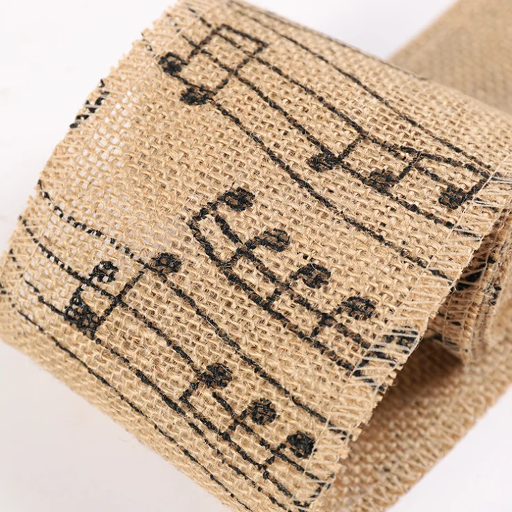 Натуральная джутовая широкая лента в деревенском стиле|music notes ribbon|wide ribbonribbon wedding |