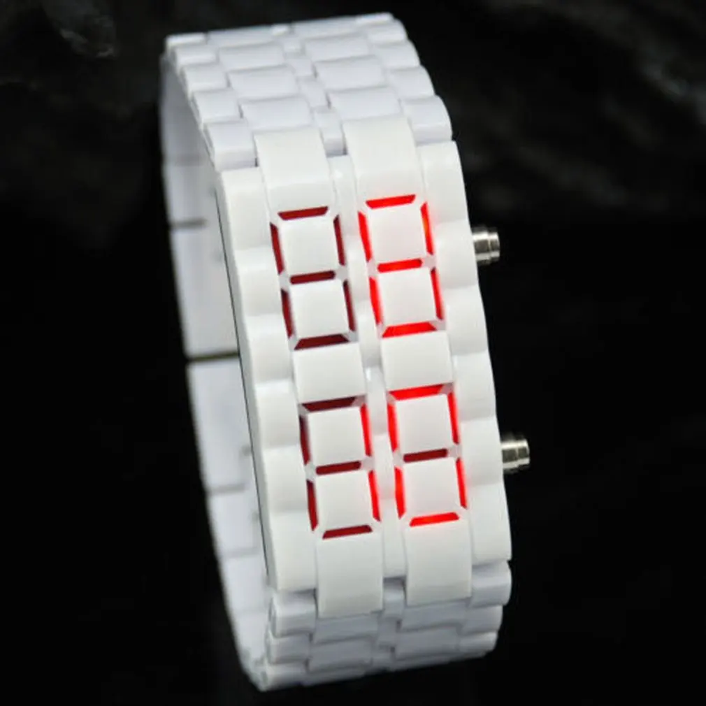 

OUTAD Fashion Men Women Lava Iron Samurai Plastic LED Bracelet Watch Wristwatch Sports Style relogio