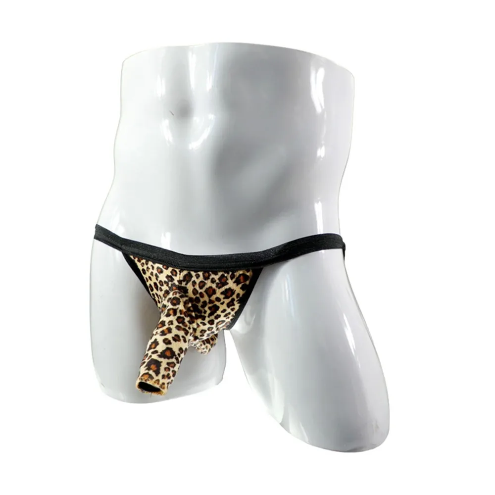 

Jackstrap Open Thong T-Pants Men Appealing Panties Fashion Low Rise Plush Penis Sheath Buttocks Hollow Underpants Underwear