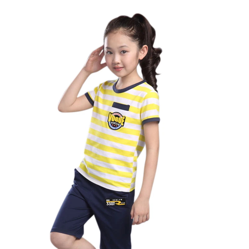 

2019 New 2019 New Summer Kids Boys Girls Short Sleeve Stripe Print Tops Blouse T-shirt+Short Pants Children Casual Outfits Sets