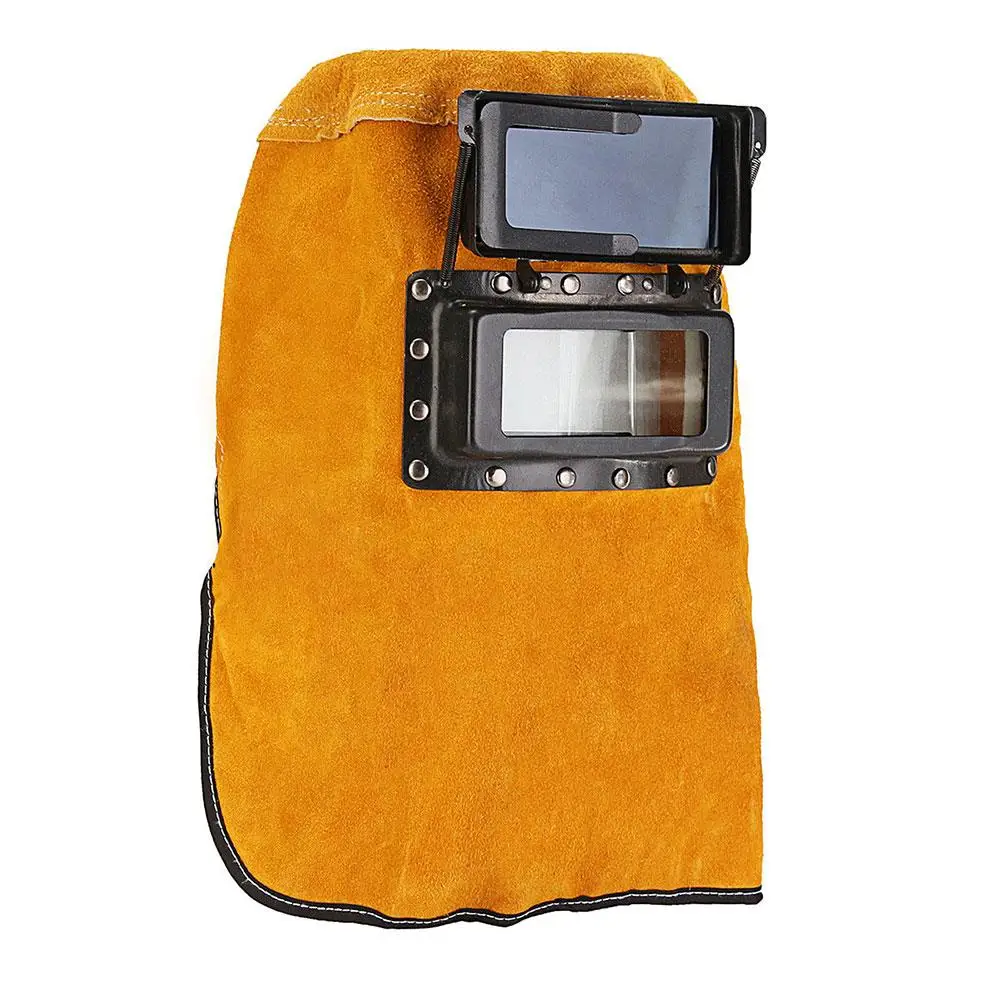 

Welding Helmet Welder Mask Protect Yellow Cowhide Eyes Protection -15°-65° Grinding Filter Lens Sparkproof Welder Eye Mask