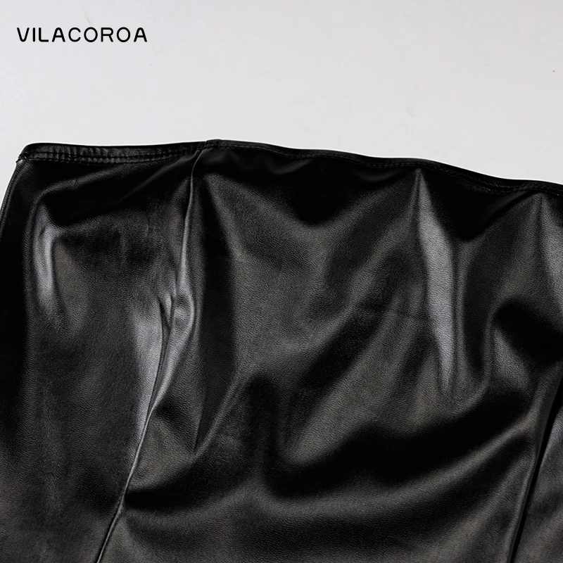 

Black Pu Leather Dress Women Nightclub Tube Top Sexy Tight Buttocks Skinny Mini Backless Dresses High Street Female Dress