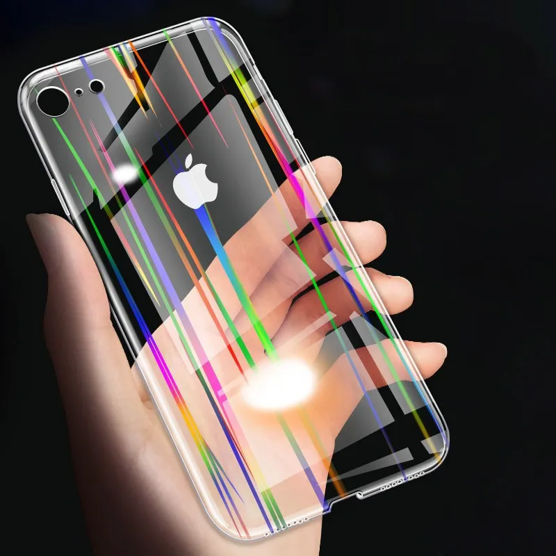 

Gradient Rainbow Laser Phone Case For iPhone X XS Max XR Transparent Soft Fundas For iPhone XR 6 6S 7 8 Plus Clear Acrylic Cover