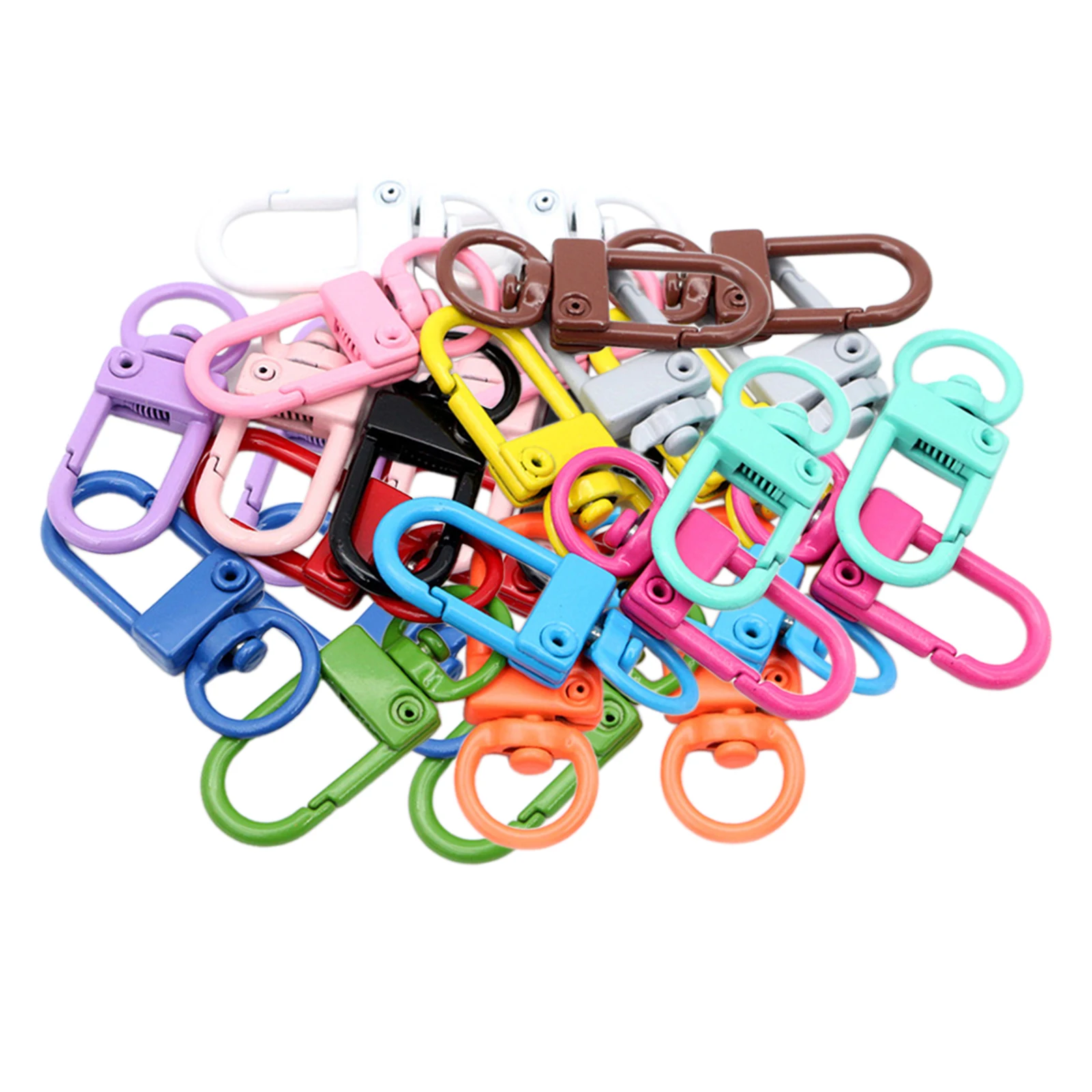 

30pcs 12x33mm Mixed Color Metal Jewelry Findings Lobster Clasp Hooks For Necklace&Bracelet Chain DIY