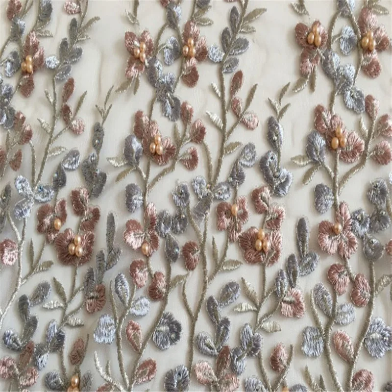 

2022 New Tulle Organza Embroidery from Manufacture with Flower Jacquard Beaded for Women Wedding Dress