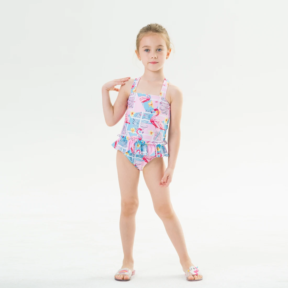 

Сплошной детский купальник с пересечением границы, в европейском и американском стиле, плавки для девочек, экспресс, для путешествий и отпу...