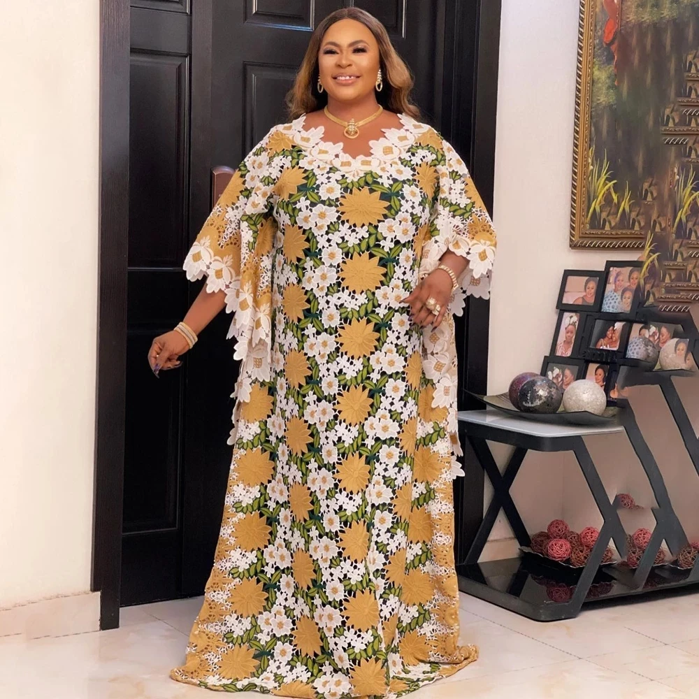 

Lace African Dresses for Women Plus Size Boubou 2021 New Africa Clothes Dashiki Long Robe Africaine Femme Wedding Party Gowns