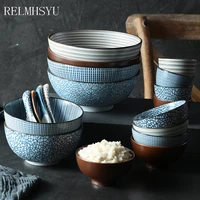 1pc japanese style ceramic underglaze retro household rice spoon soup instant noodle dinner bowl household tableware