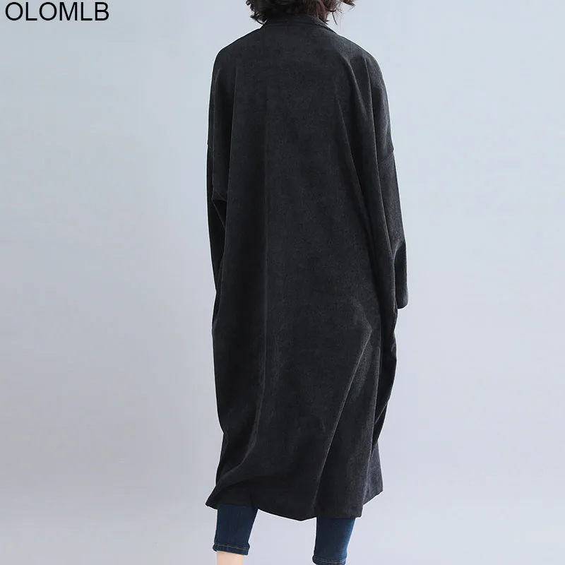 Длинное вельветовое пальто размера плюс 6XL новинка сезона осень-зима 2019 женские