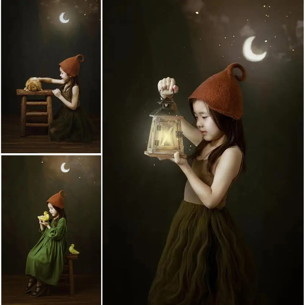 

Лес Луна неподвижного изображения фон для фотосъемки с изображением темно живопись Стиль фон новорожденный ребенок для портретной съемки ...