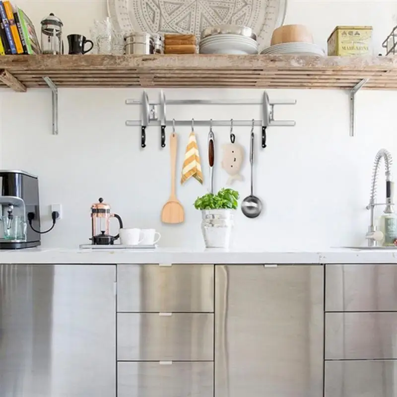 

40cm Magnetic Knife Holder Wall-Mounted Knife Rack 304 Stainless Steel Double Bar Storage Knife Rack For Kitchen Knives Utensils