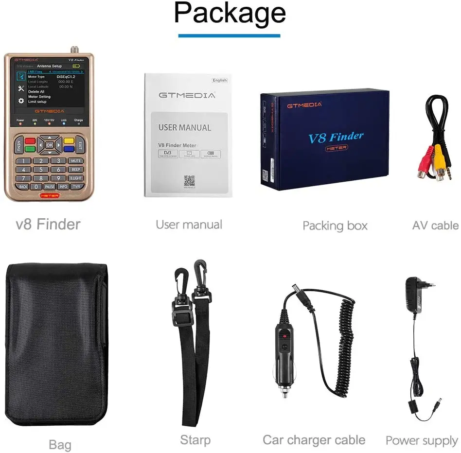 GT медиа V8 спутниковый Finder метр DVB S/DVB S2X Parabol локационный искатель цифра