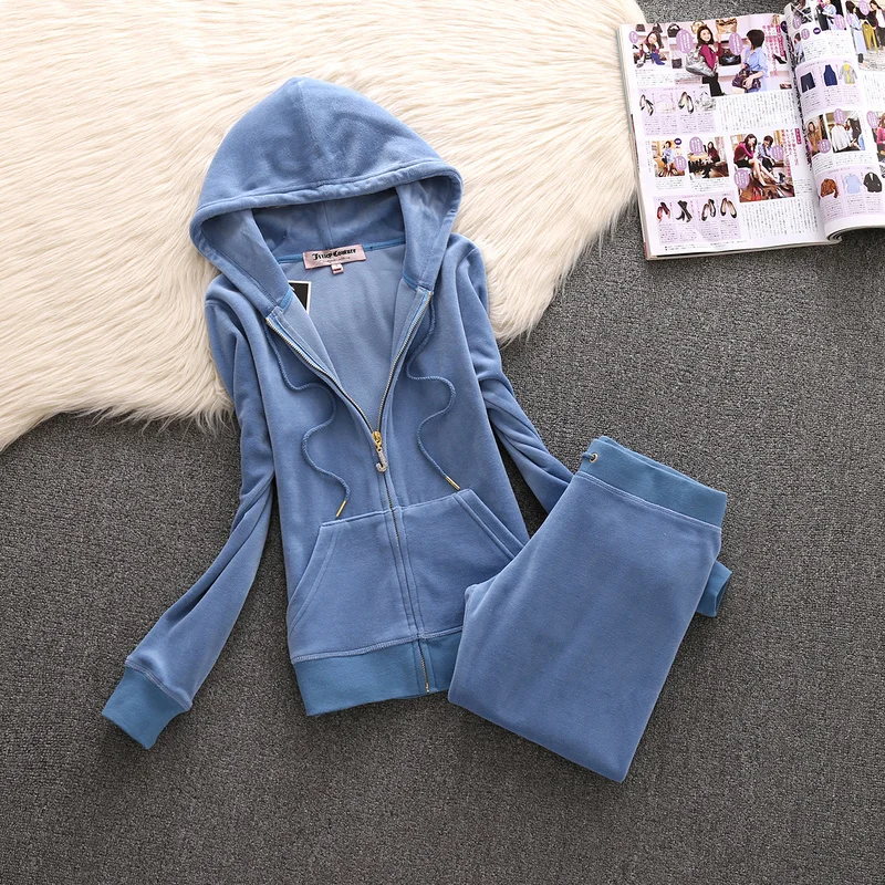

Spring/Fall 2021 Women's Brand Velvet Fabric Tracksuits Velour Suit Women Track Suit Hoodies And Pants fat sister sportswear