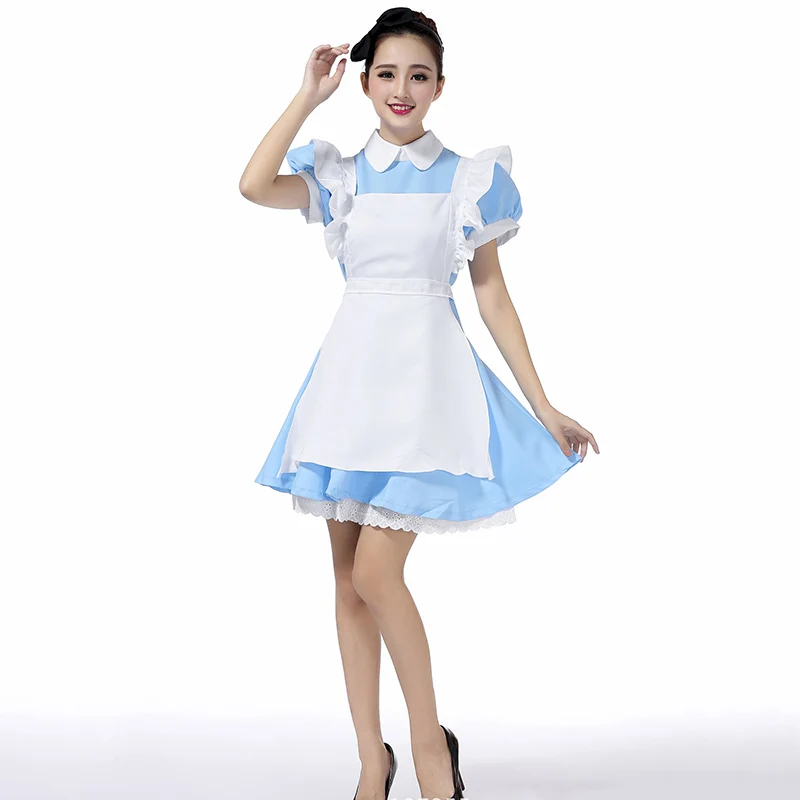 top sell alice in wonderland cosplay costume lolita dress maid apron fantasia carnival halloween costumes for women free global shipping