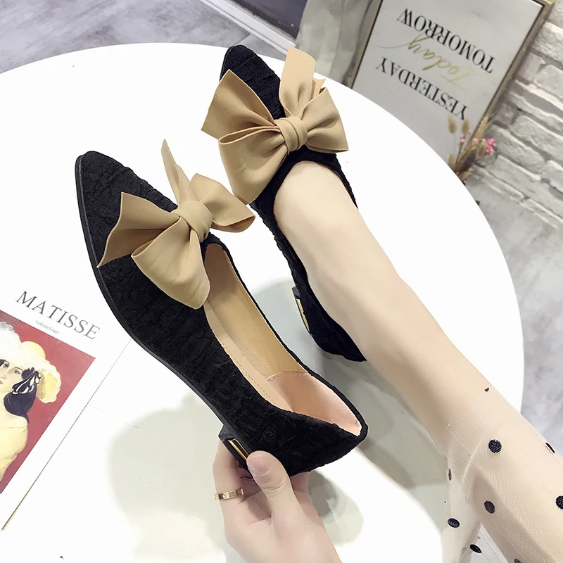 Новинка весенняя женская обувь милые туфли с бантом на плоской подошве zapatos De Mujer