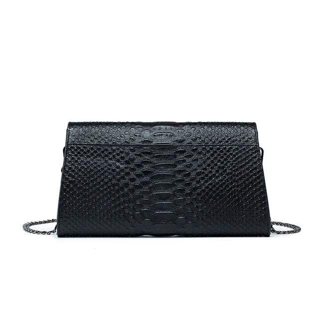 Womens Genuine Leather Evening Day Clutch Bags For Weddings Ladies Crocodile Pattern Envelope Crossbody With Chain Wrist Strap 2