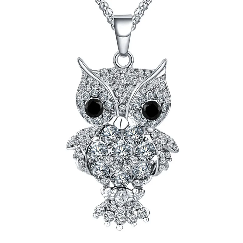 Ретро Хрустальная Сова кулон ожерелье модный свитер цепь ювелирные изделия