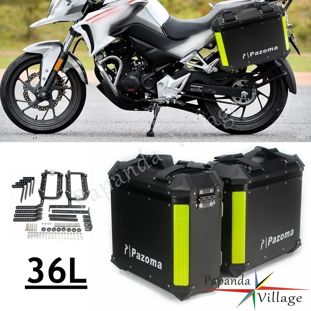 

36L Travel Touring Motorcycle Side Boxes Luggage Pannier Cargo Tool Box Storage for Honda Yamaha Suzuki BMW R1200GS F800