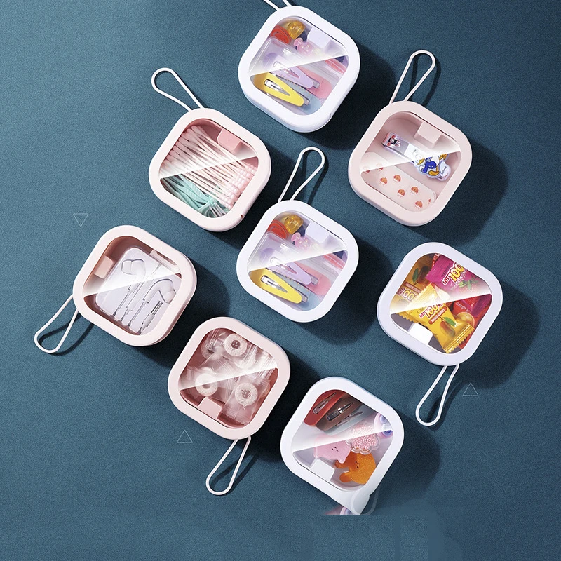 

Creative Desktop Portable Storage Box Multi Function Press Push Box Plastic Storage Box For Pocket Sundries White