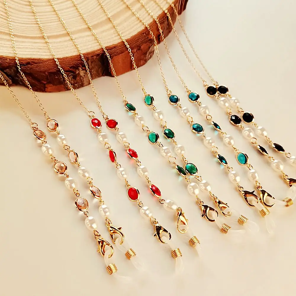 

Korea Face Mask Sunglasses Chain Crystal Pearl Beads Glasses Chain Ladies Unique Luxury Presbyopic Glasses Chain Accessories