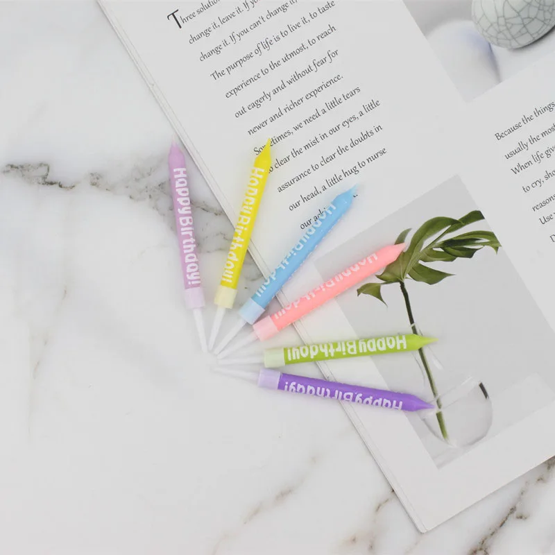 

6/8PCS Multi Color Long Pencil Candles Cupcake Ornament Safe Flame Birthday Cake Topper Wax Wedding Home Decor Party Supplies