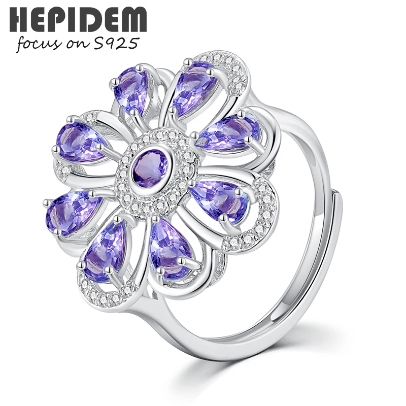 

HEPIDEM кольцо из серебра 100% пробы с танзанитом, 2022