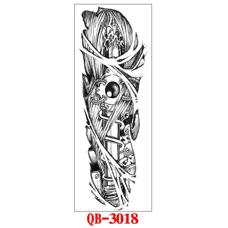 Full Arm Temporary Tattoo Stickers Large Black Skeletons Body Tattoo Waterproof Tattoo For Men Women Fake Tattoos 17*48cm